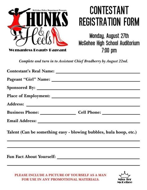 beauty pageant registration form